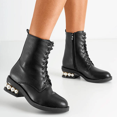 Ladies 'black flat-heel trainers with pearls Minot - Shoes
