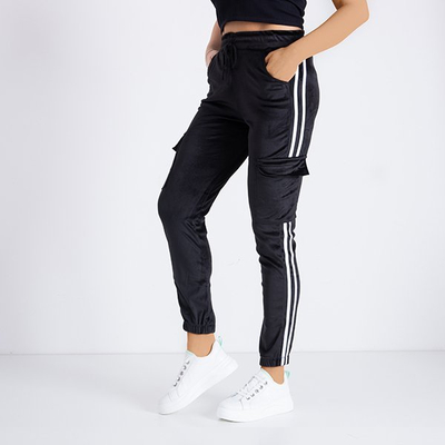 Ladies' black tracksuits with stripes - Clothing