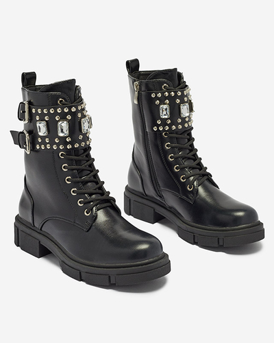 Black women's bagger boots with ornaments Tobrissa - Footwear