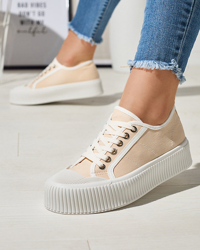 Beige women's sneakers on a solid sole Ozerika - Footwear