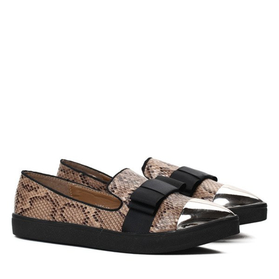 Slip on w kolorze khaki z kokardką Emmalynn- Obuwie