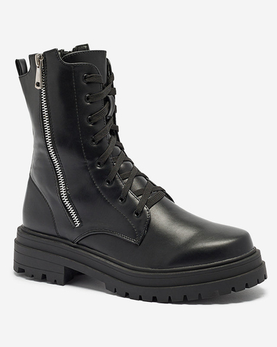 Black women's bagger boots with flat heel Fetisa - Footwear