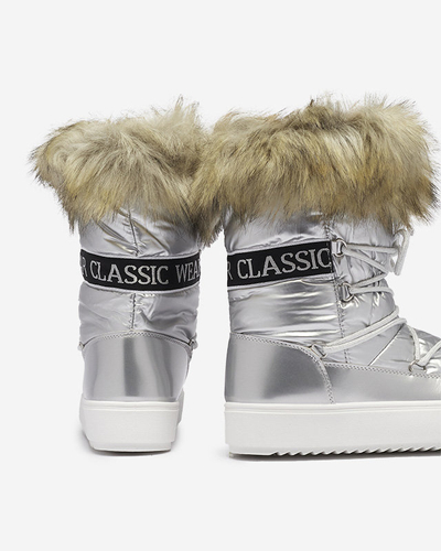 Sudraba krāsas sieviešu sniega zābaki ar kažokādu Lilitsa- Footwear