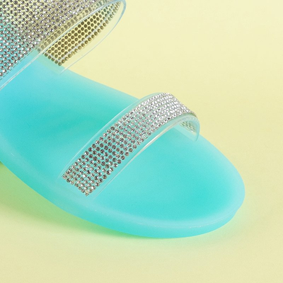 Blue women's rubber flip-flops with zircons Niuci - Footwear