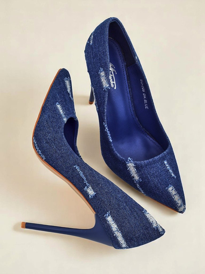 Royal Fashion Women's Denim Chic Stiletto Pumps