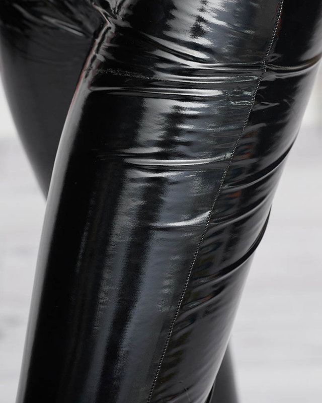 Black women's vinyl leggings - Clothing