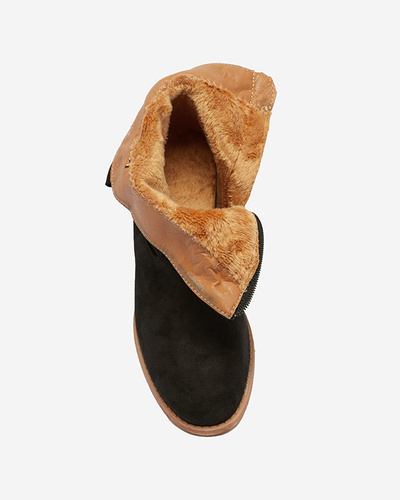 Black boots a'la cowboy boots on an indoor wedge Dimia - Footwear