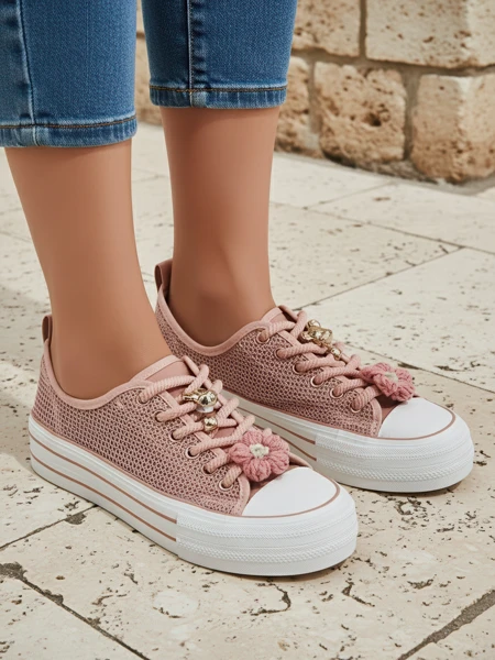 Royalfashion Women's perforated sneakers with embellishments Osdo