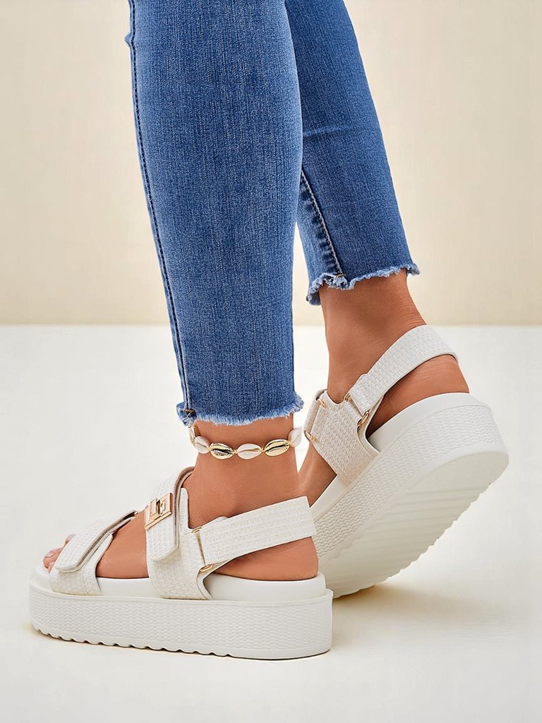 Royalfashion Kallisto – White women's platform sandals, ecological leather