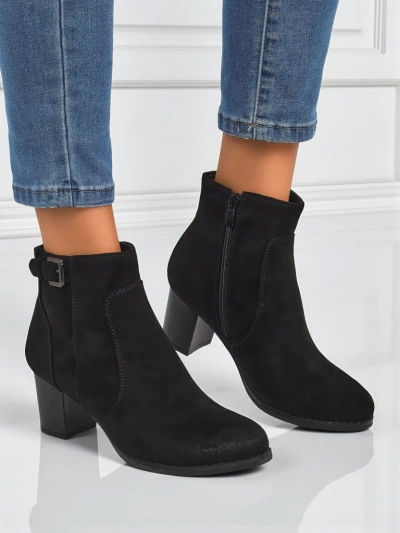 Women's eco-suede heeled ankle boots Crimson Dusk