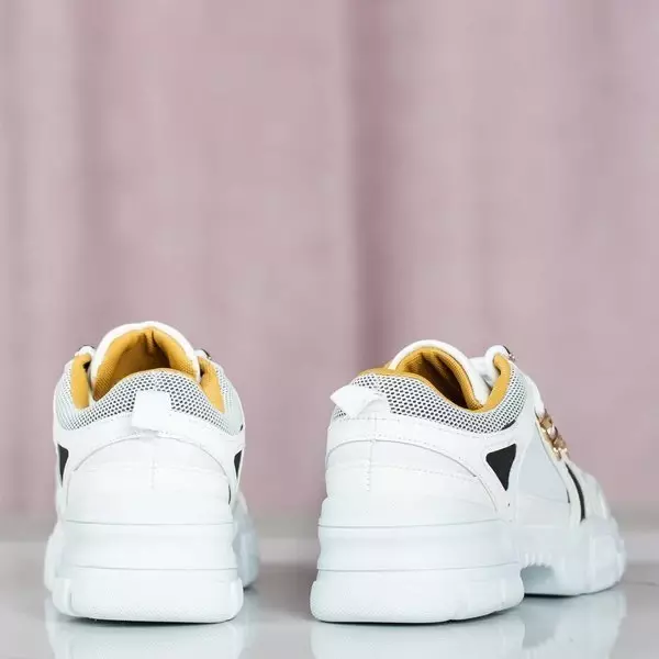 Białe sneakersy damskie na grubej podeszwie Olyssotia - Obuwie