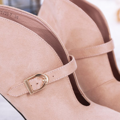 Pink boots on a higher heel with a buckle Deep Elegance - Footwear 1