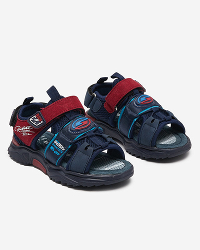 Navy blue and burgundy boys' sandals with Velcro Roser-Footwear