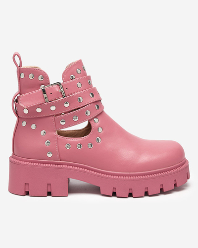 Pink women's boots with rhinestones Socogi - Footwear