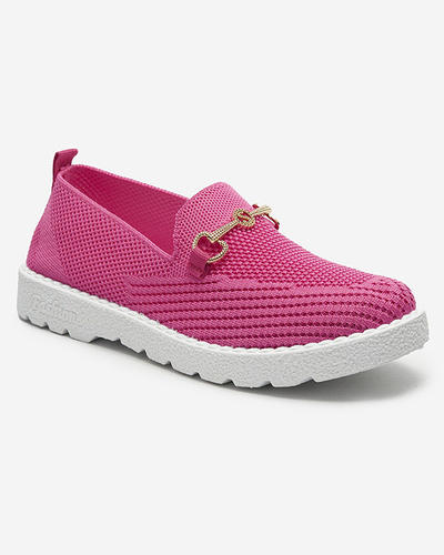 Fuchsia women's slip on sneakers with gold embellishment Enelida - Footwear
