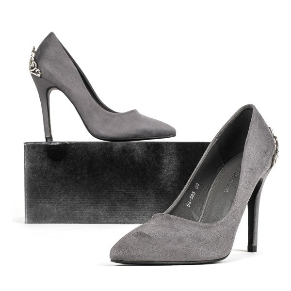 Gray heels with Devya decoration - Footwear