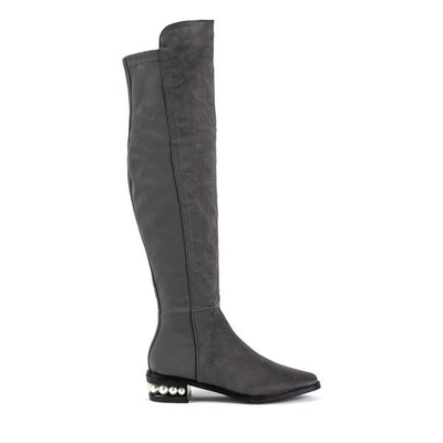 Gray over-the-knee boots with a decorated heel La Perla - Footwear