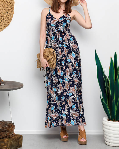 Navy blue airy women's maxi dress - Clothing