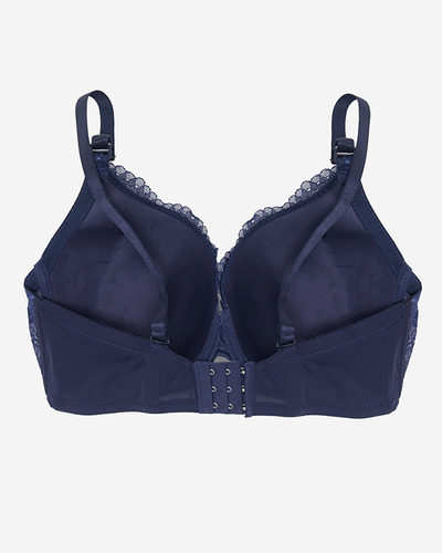 Navy blue bra with decorative lace - Underwear