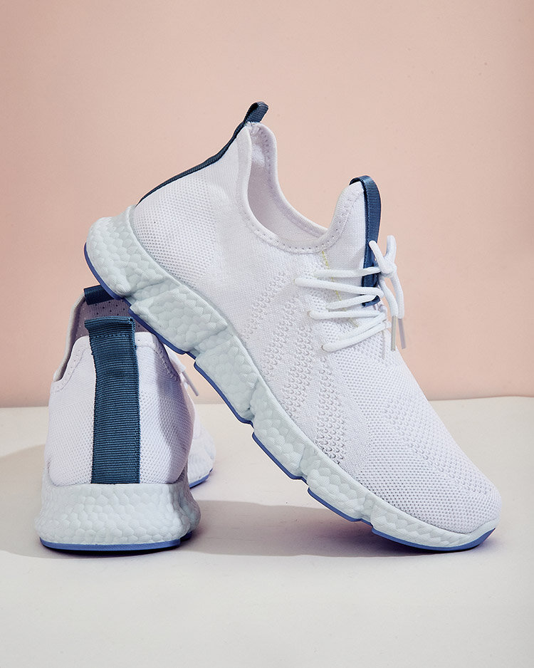 White and blue Baym women's sports shoes - Footwear