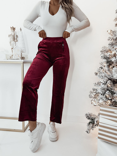 Royalfashion Темно-коричневые брюки из вельветовой ткани для женщин