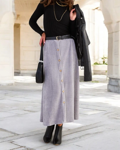Royalfashion Women's midi skirt with decorative buttons
