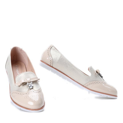 Beżowe mokasyny z cyrkonią Louise - Obuwie