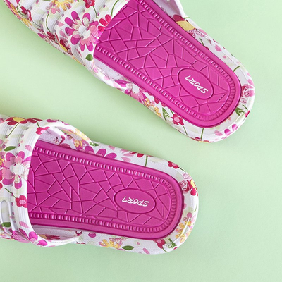 Pink floral rubber flip-flops Leda - Footwear