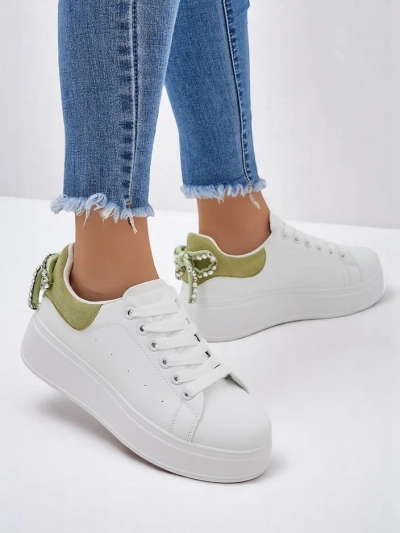 Royalfashion Women's platform sneakers with Ribbon Bow