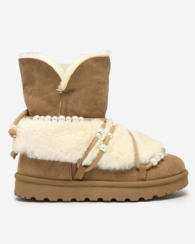 Royalfashion Women's snow boots with pearls Cuvilav