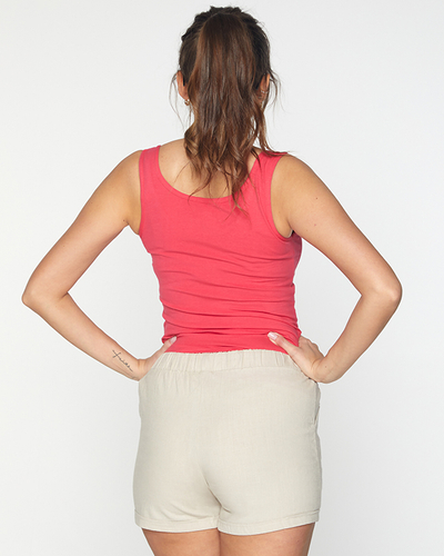 Women's coral plain tank top - Clothing