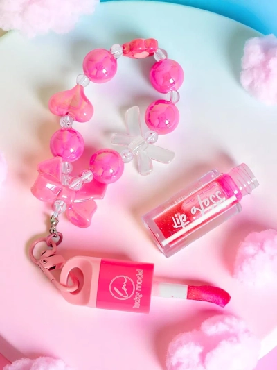 Lip gloss for children with bracelet Raspberry