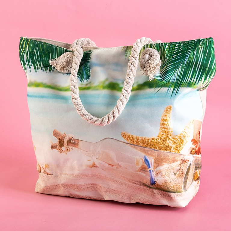 Multicolored beach bag with holiday print - Accessories