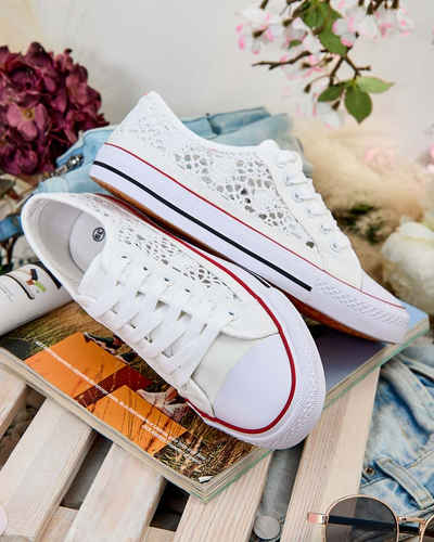 Aurelia Bianco - Sneakers bianchi traforati Royalfashion in tela, taglia 40