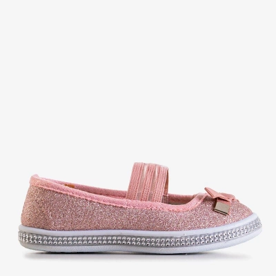 OUTLET Детские балетки из розовой парчи с бантом Трифония - Туфли