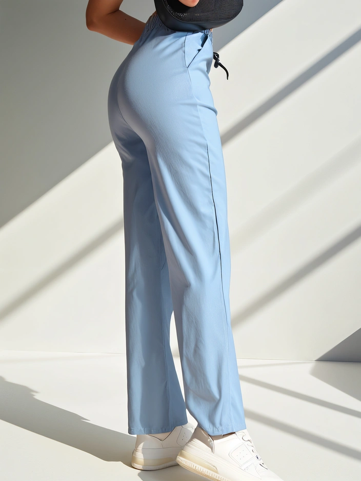 Royalfashion Wide women's fabric trousers with cotton