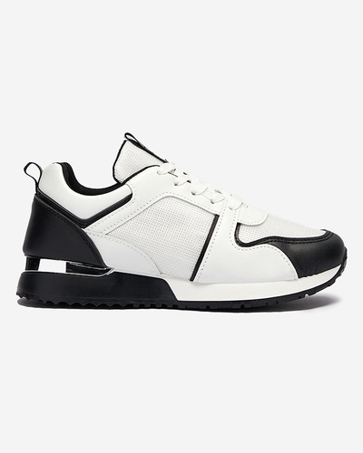 Balti sieviešu sporta apavi ar melniem Rubīna ieliktņiem - Apavi