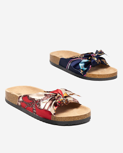 Women's red slippers with a fashionable fabric upper Laneso - Footwear