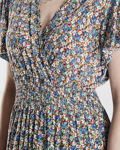 Floral women's midi dress in green- Clothing