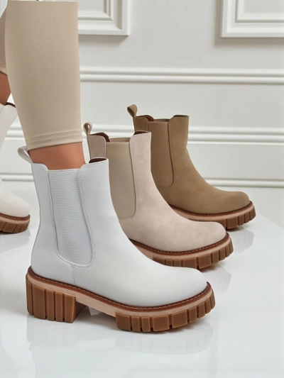 Amber Walk Ankle Boots with Block Heels Made of Eco Nubuck
