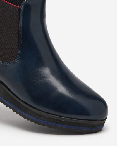 Navy blue women's wedge boots Stasia - Shoes