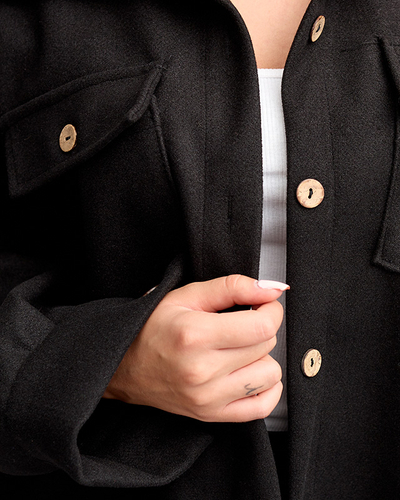 Black women's oversize shirt jacket - Clothing