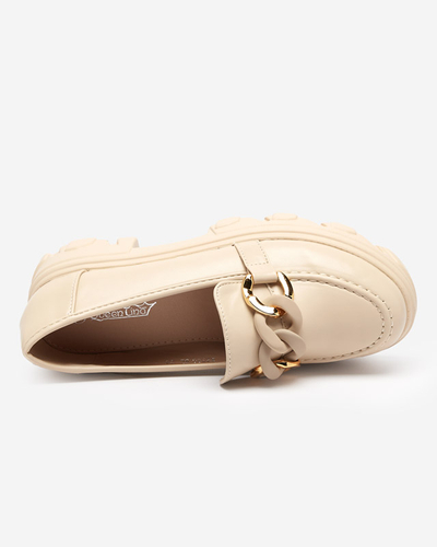 Beige women's shoes with a thick sole with Simero decoration - Footwear