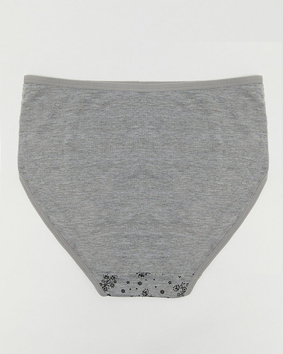 Gray women's cotton panties with the PLUS SIZE print - Underwear