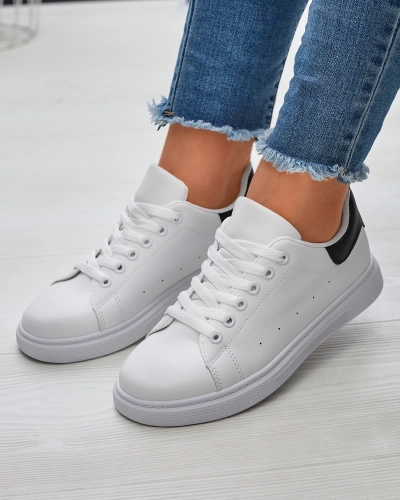Baltas sieviešu sporta kedas ar melnu ielaidumu Asema- Footwear
