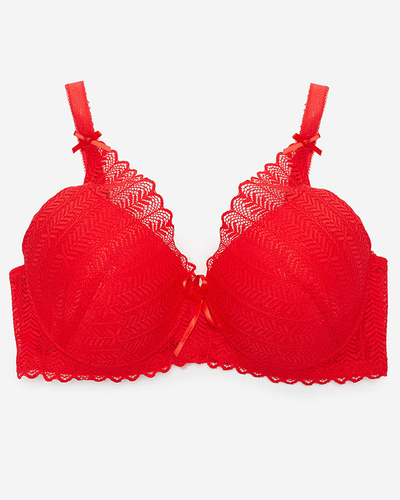 Красный женский кружевной бюстгальтер