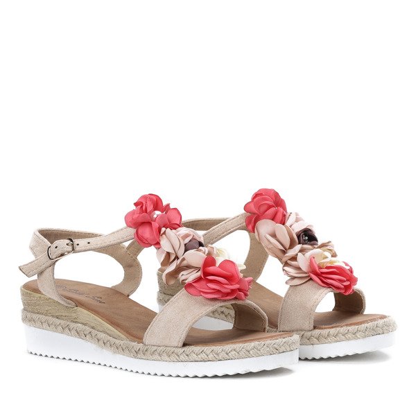 Beige low-heeled sandals with Florensia decorations - Footwear 1