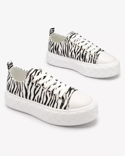 Royalfashion Black and white women's platform sneakers Atredika