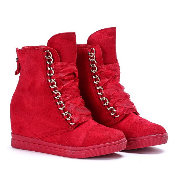 Czerwone sneakersy na krytym koturnie Tirana - Obuwie