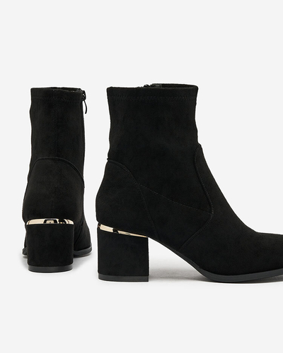 Royalfashion Черные женские сапоги на низкой шпильке Rejerra